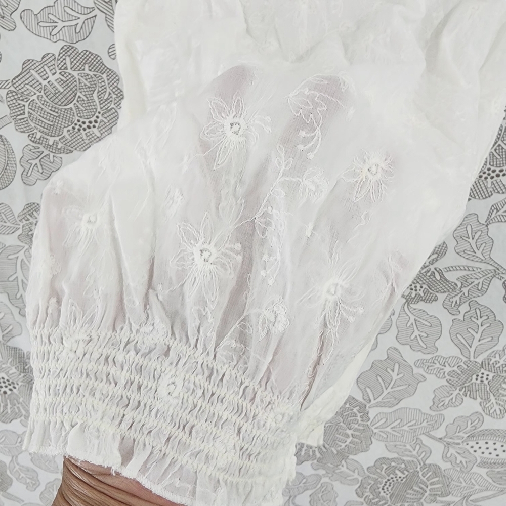 LOFT White Ruffle Button-Down Top - Picture 6 of 10